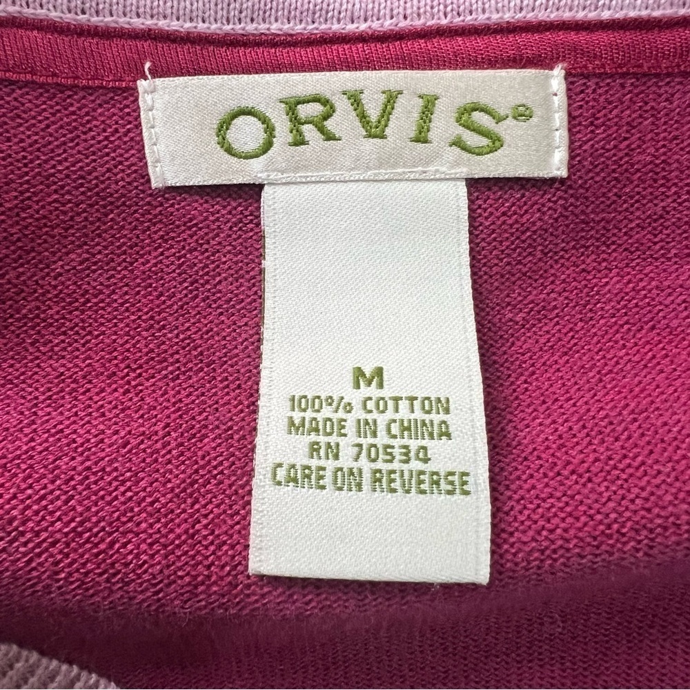 ORVIS Cardigan Knit Button Sweater Top Purple Career Casual Business Colorblock - Picture 7 of 8